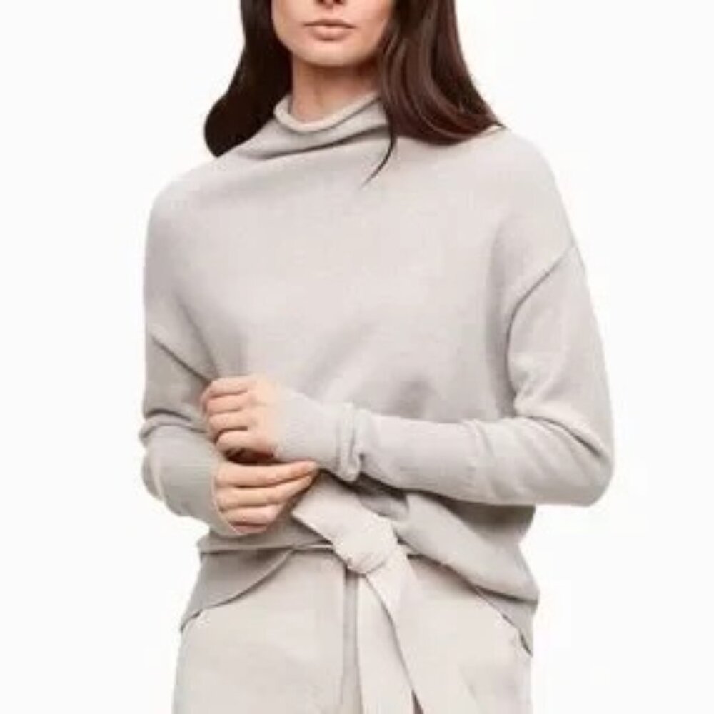 Aritzia Wilfred 100% Merino Wool Cyprie Mock Turtleneck Sweater Grey Size S